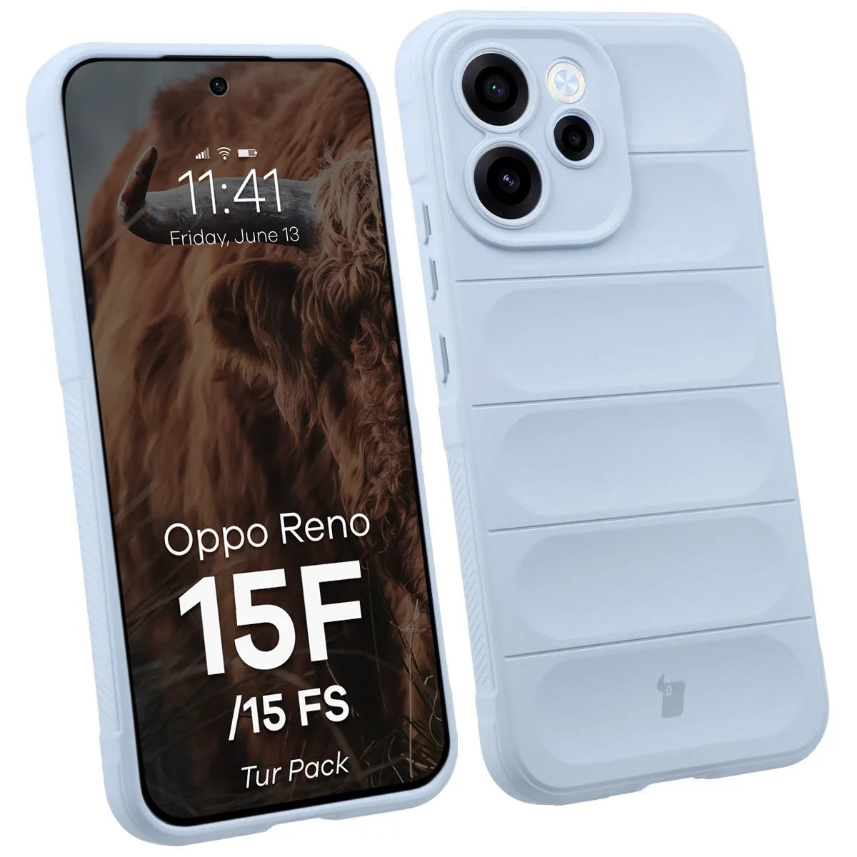 Robuste Handyhülle + gehärtetem Glas für Oppo Reno 15 F / FS, Bizon Tur Pack, Hellblau