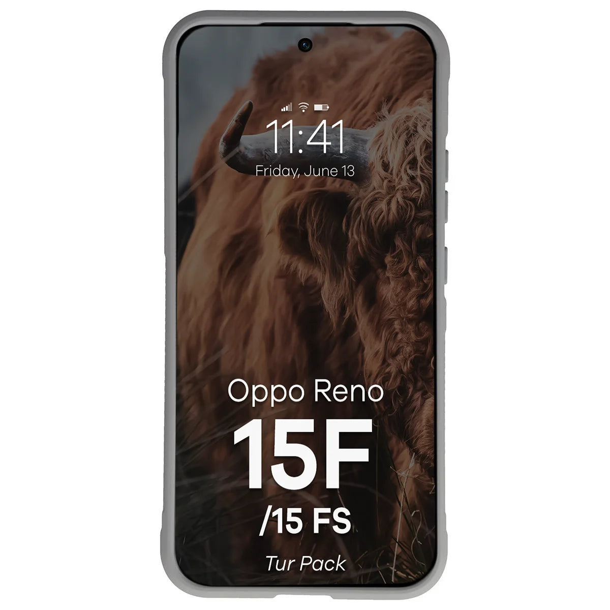 Robuste Handyhülle + gehärtetem Glas für Oppo Reno 15 F / FS, Bizon Tur Pack, Hellgrau