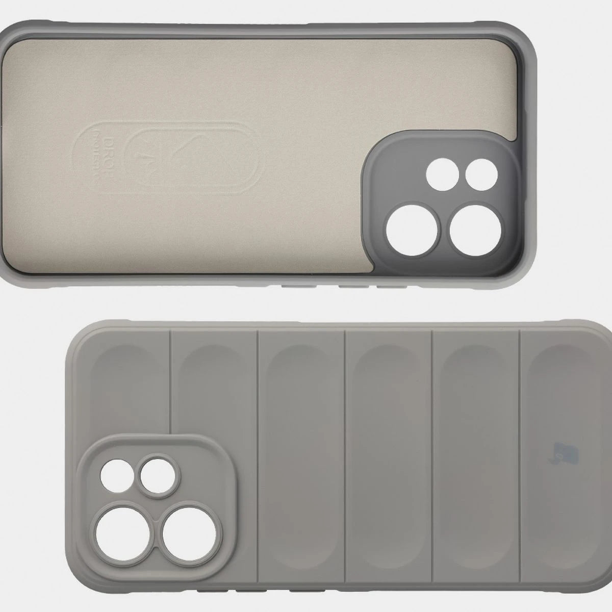 Robuste Handyhülle + gehärtetem Glas für Oppo Reno 15 F / FS, Bizon Tur Pack, Hellgrau