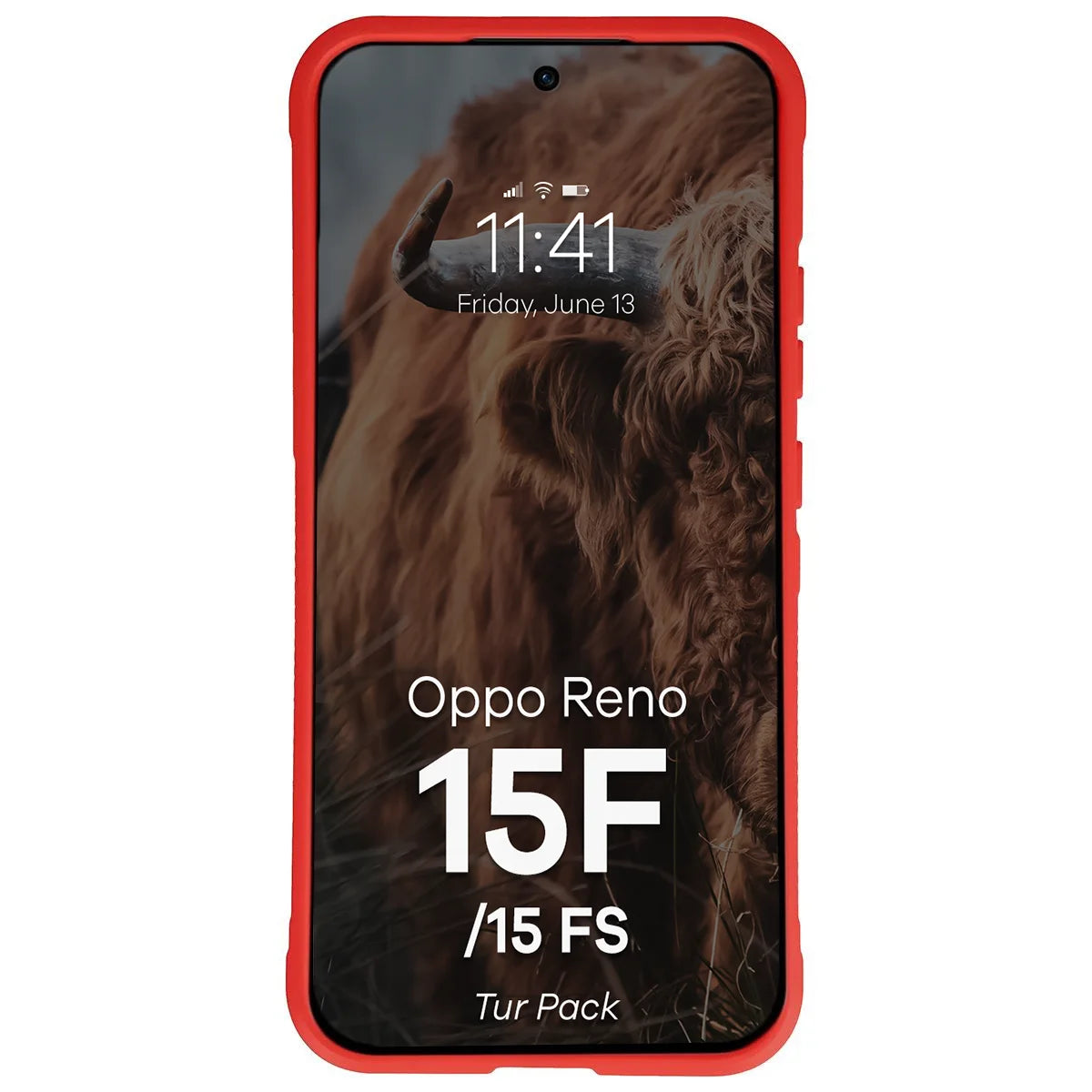 Robuste Handyhülle + gehärtetem Glas für Oppo Reno 15 F / FS, Bizon Tur Pack, Rot