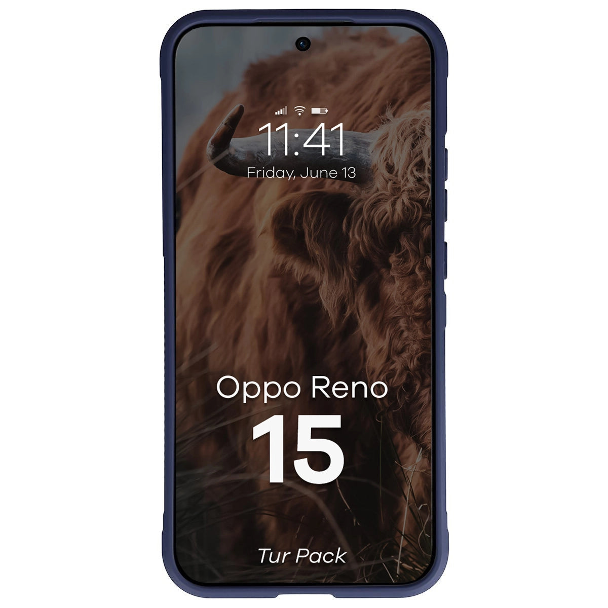 Robuste Handyhülle + gehärtetem Glas für Oppo Reno 15, Bizon Tur Pack, Dunkelblau