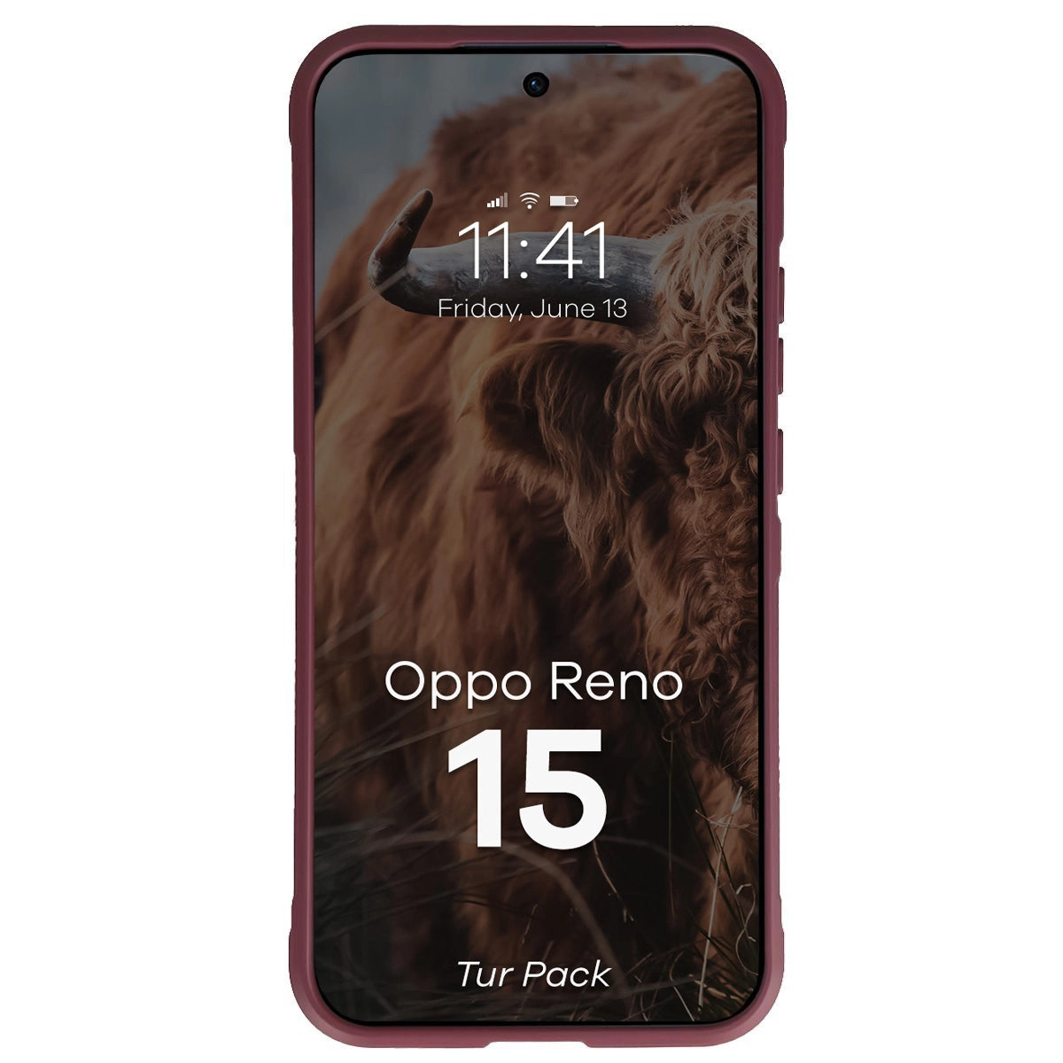 Robuste Handyhülle + gehärtetem Glas für Oppo Reno 15, Bizon Tur Pack, Burgunderrot