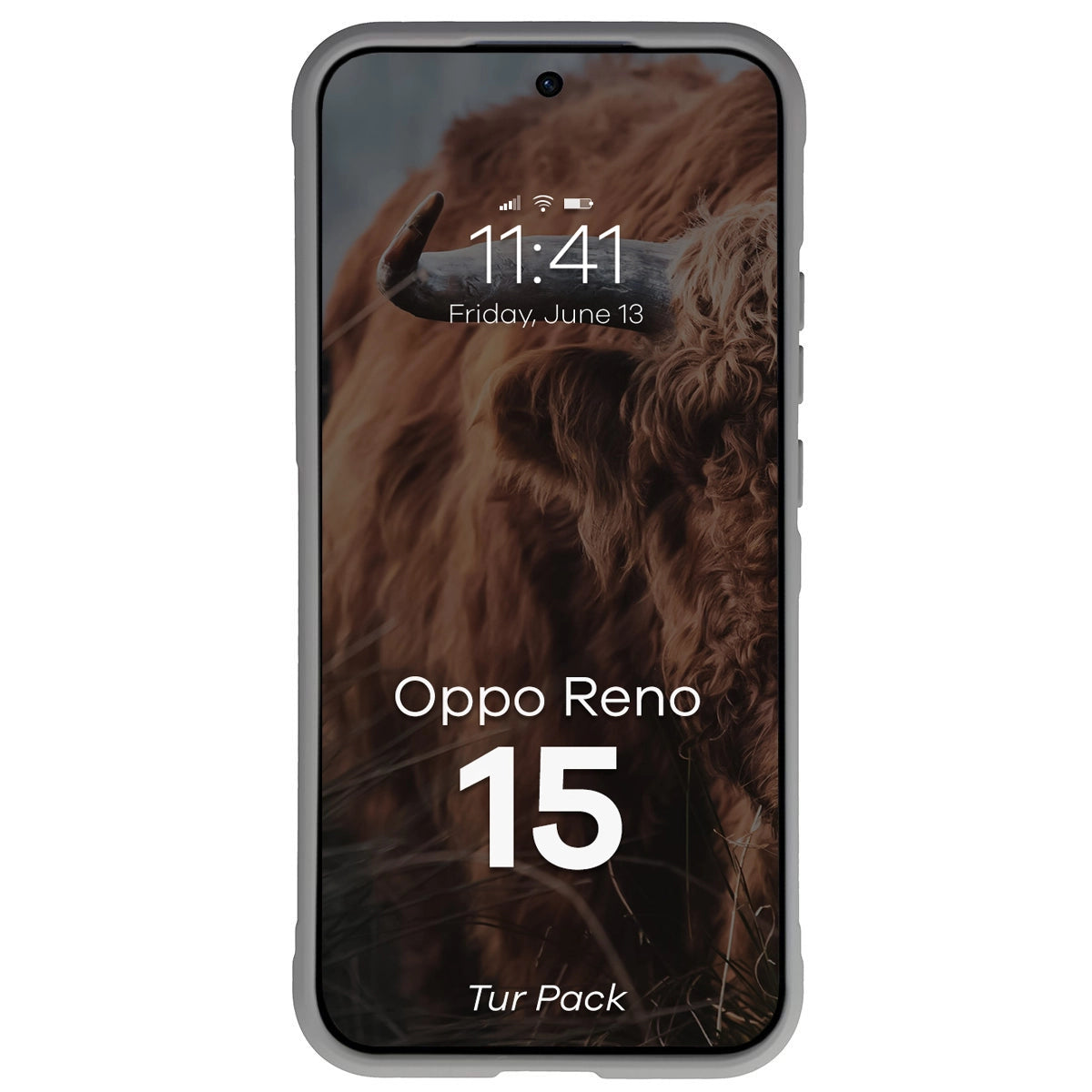 Robuste Handyhülle + gehärtetem Glas für Oppo Reno 15, Bizon Tur Pack, Hellgrau