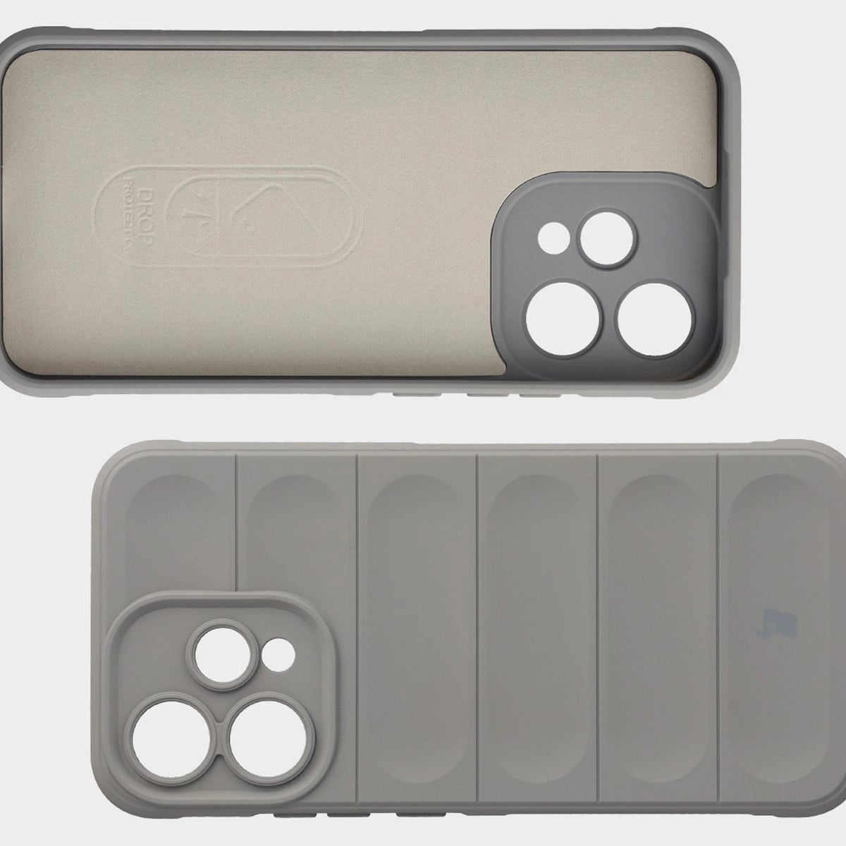 Robuste Handyhülle + gehärtetem Glas für Oppo Reno 15, Bizon Tur Pack, Hellgrau