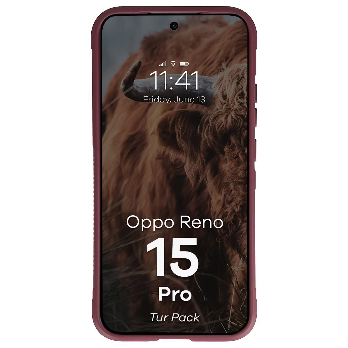 Robuste Handyhülle + gehärtetem Glas für Oppo Reno 15 Pro, Bizon Tur Pack, Burgunderrot