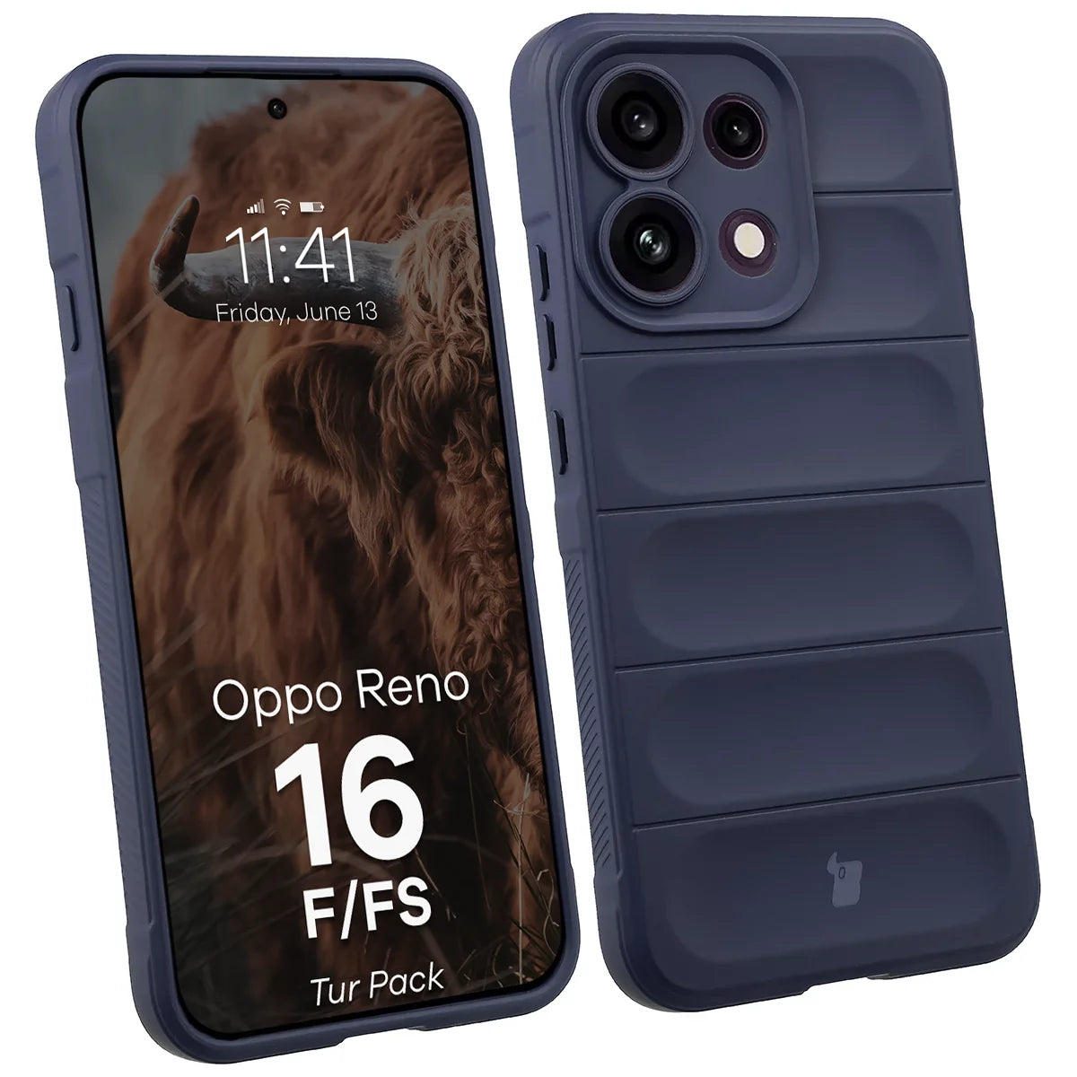 Robuste Handyhülle + gehärtetem Glas für Oppo Reno16 F / Reno16 FS, Bizon Tur Pack, Dunkelblau (3/10)