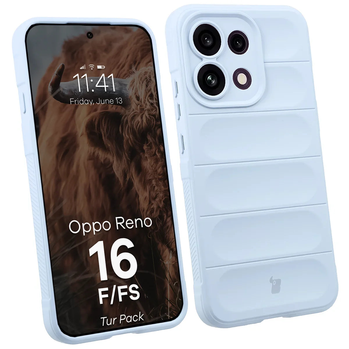 Robuste Handyhülle + gehärtetem Glas für Oppo Reno16 F / Reno16 FS, Bizon Tur Pack, Hellblau (3/10)
