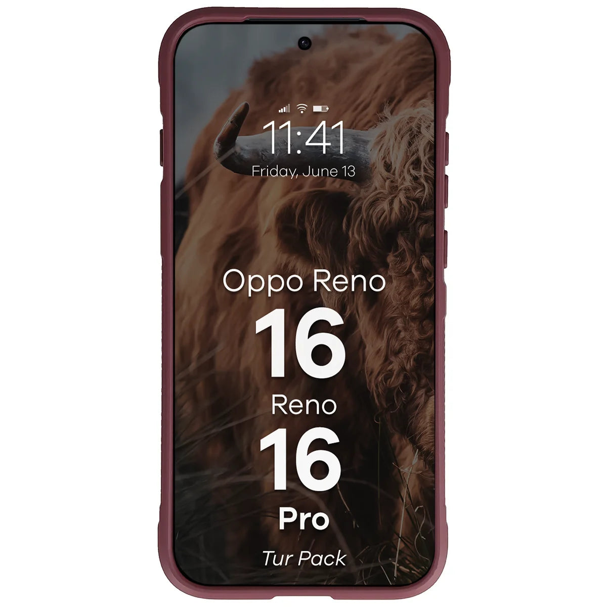 Robuste Handyhülle + gehärtetem Glas für Oppo Reno16 / Reno16 Pro 5G, Bizon Tur Pack, Burgunderrot (6/10)
