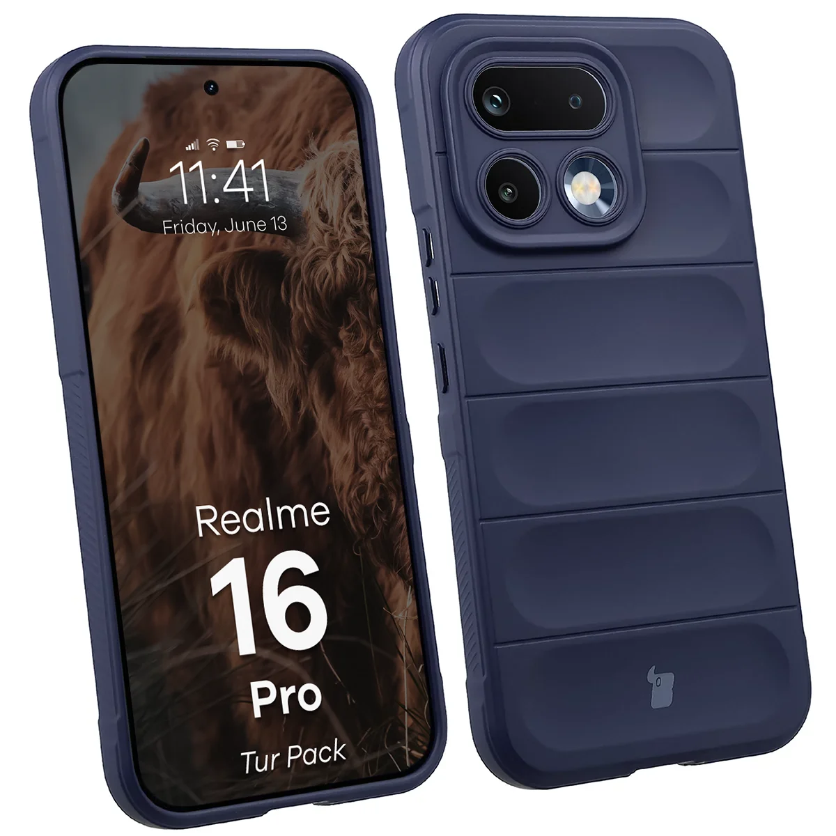 Robuste Handyhülle + gehärtetem Glas für Realme 16 Pro 5G, Bizon Tur Pack, Dunkelblau