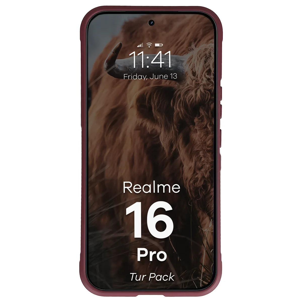 Robuste Handyhülle + gehärtetem Glas für Realme 16 Pro 5G, Bizon Tur Pack, Burgunderrot