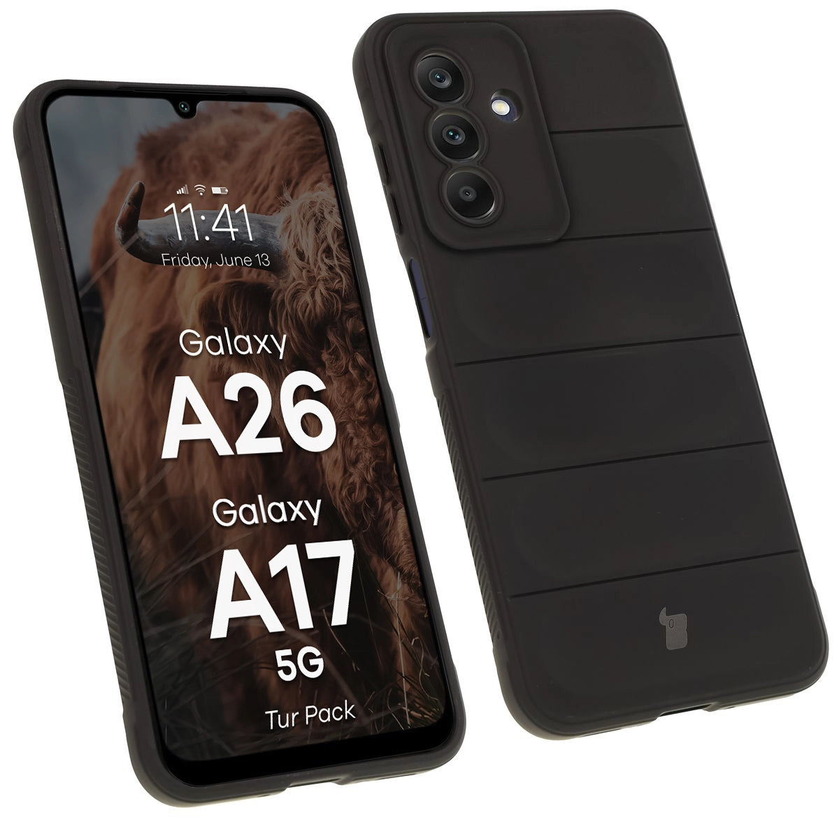 Robuste Handyhülle + gehärtetem Glas für Galaxy A17 5G / A26 5G, Bizon Tur Pack, Schwarz