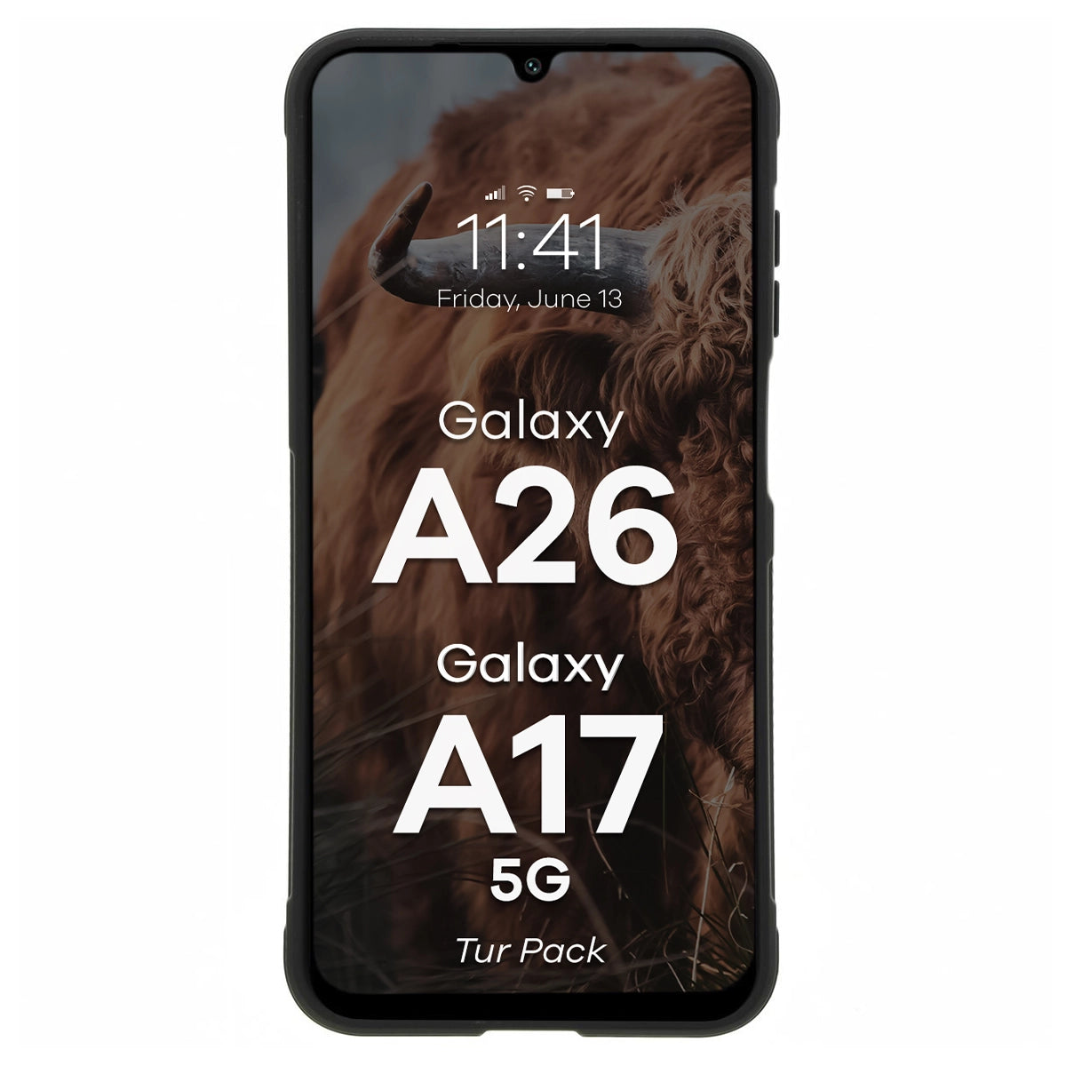 Robuste Handyhülle + gehärtetem Glas für Galaxy A17 5G / A26 5G, Bizon Tur Pack, Schwarz