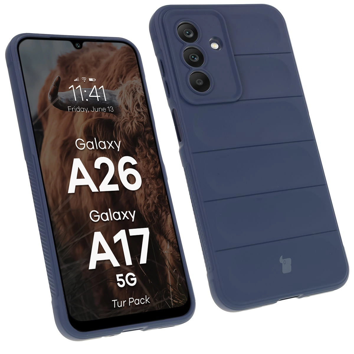 Robuste Handyhülle + gehärtetem Glas für Galaxy A17 5G / A26 5G, Bizon Tur Pack, Dunkelblau
