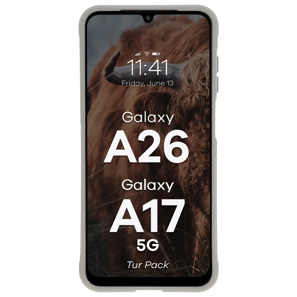Robuste Handyhülle + gehärtetem Glas für Galaxy A17 5G / A26 5G, Bizon Tur Pack, Hellgrau
