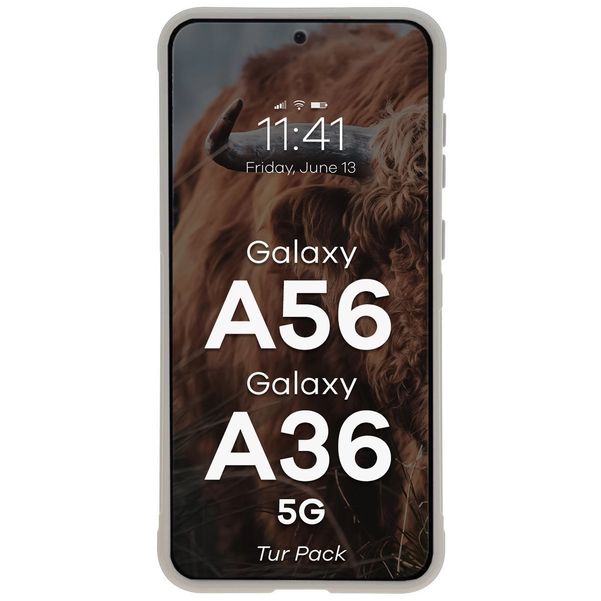 Robuste Handyhülle + gehärtetem Glas für Galaxy A36 5G / A56 5G, Bizon Tur Pack, Hellgrau