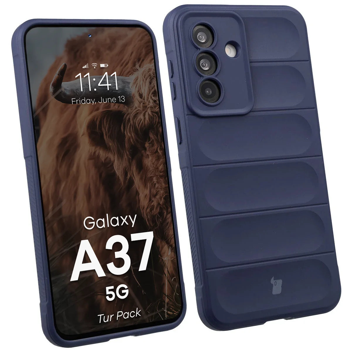 Robuste Handyhülle + gehärtetem Glas für Galaxy A37 5G, Bizon Tur Pack, Dunkelblau (3/10)