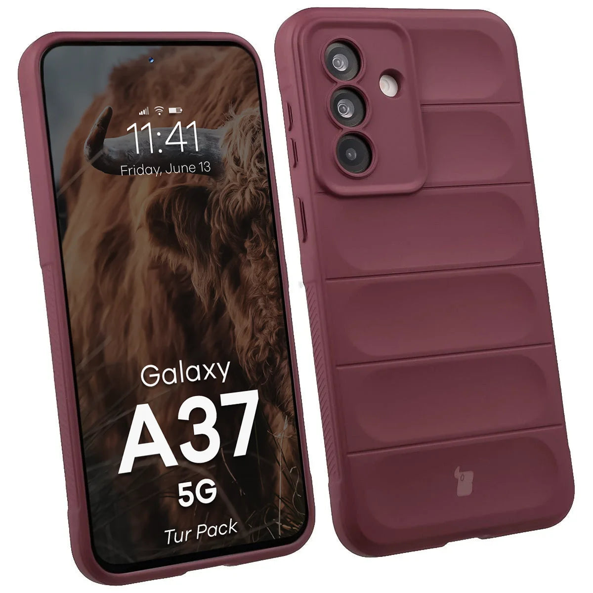 Robuste Handyhülle + gehärtetem Glas für Galaxy A37 5G, Bizon Tur Pack, Burgunderrot (3/10)