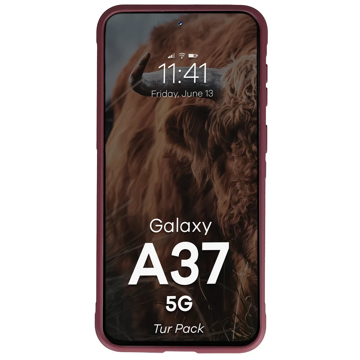 Robuste Handyhülle + gehärtetem Glas für Galaxy A37 5G, Bizon Tur Pack, Burgunderrot (6/10)