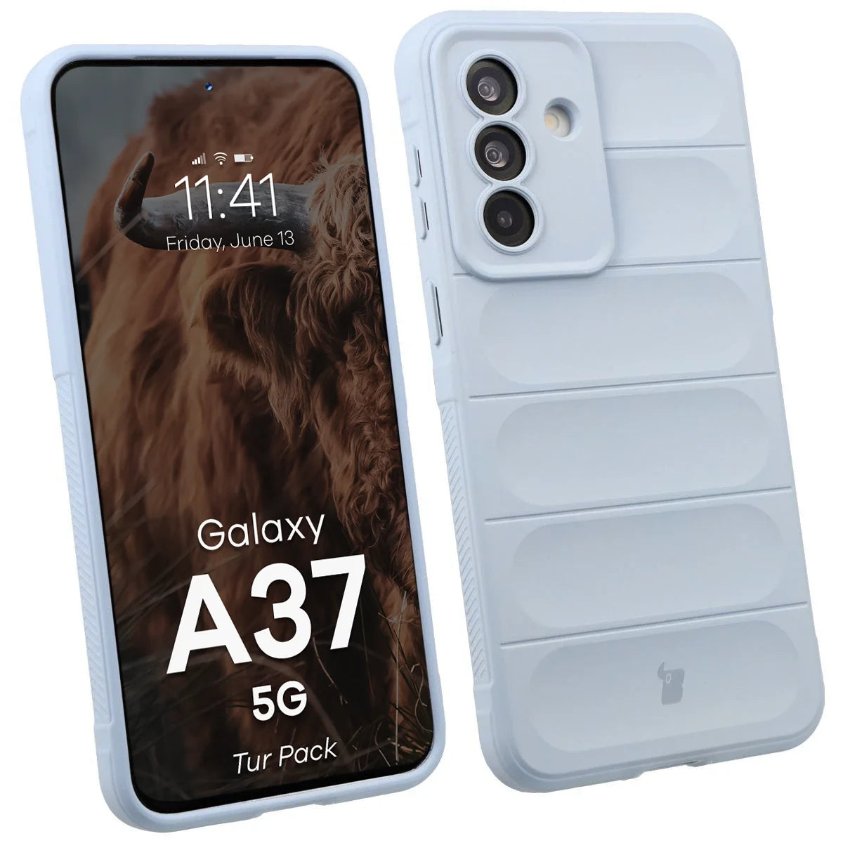 Robuste Handyhülle + gehärtetem Glas für Galaxy A37 5G, Bizon Tur Pack, Hellblau (3/10)