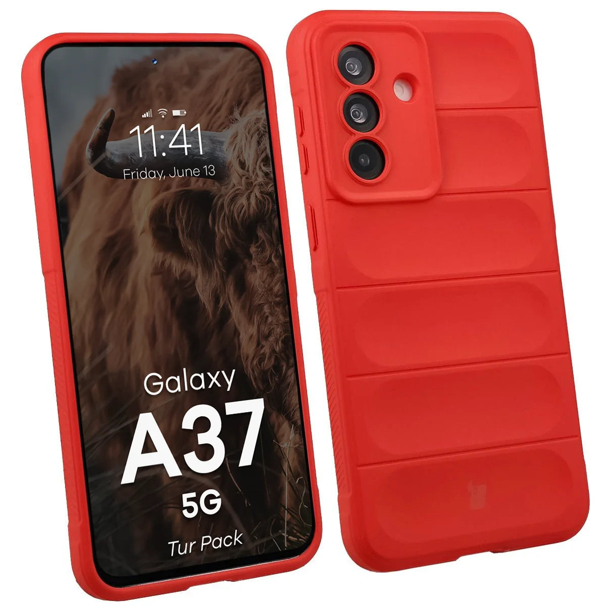 Robuste Handyhülle + gehärtetem Glas für Galaxy A37 5G, Bizon Tur Pack, Rot (3/10)