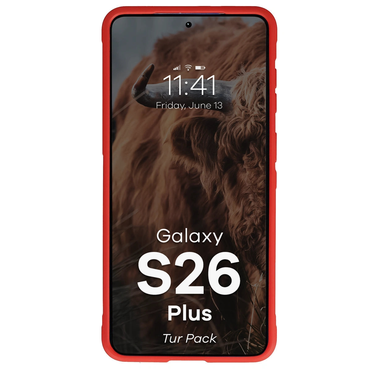 Robuste Handyhülle + gehärtetem Glas für Galaxy S26 Plus, Bizon Tur Pack, Rot