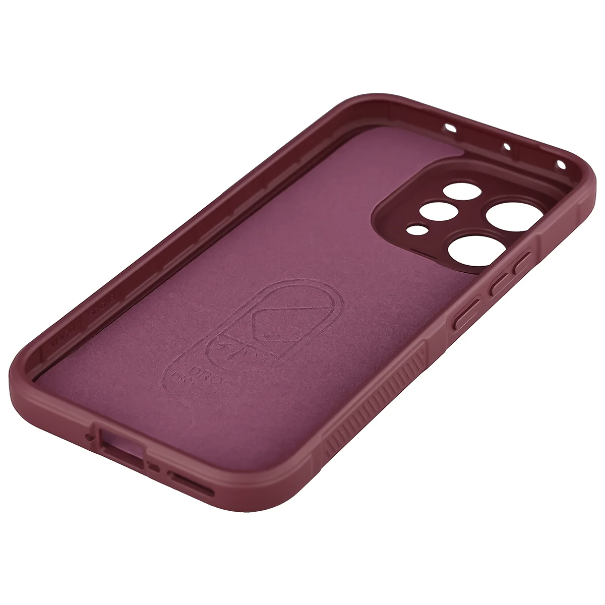 Robuste Handyhülle + gehärtetem Glas für Vivo V70 5G, Bizon Tur Pack, Burgunderrot