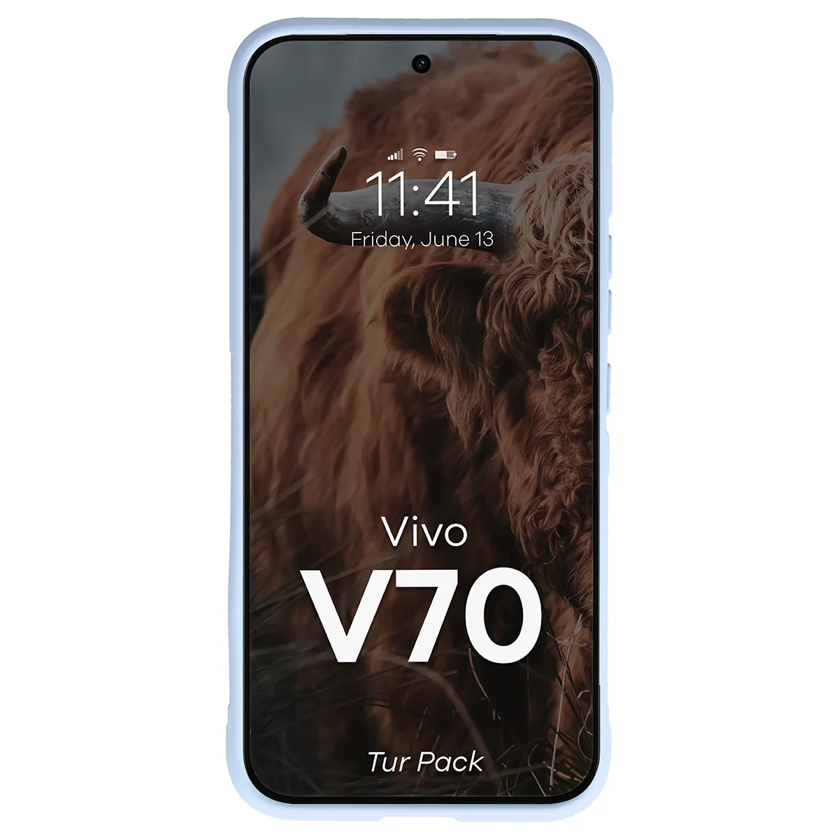 Robuste Handyhülle + gehärtetem Glas für Vivo V70 5G, Bizon Tur Pack, Hellblau