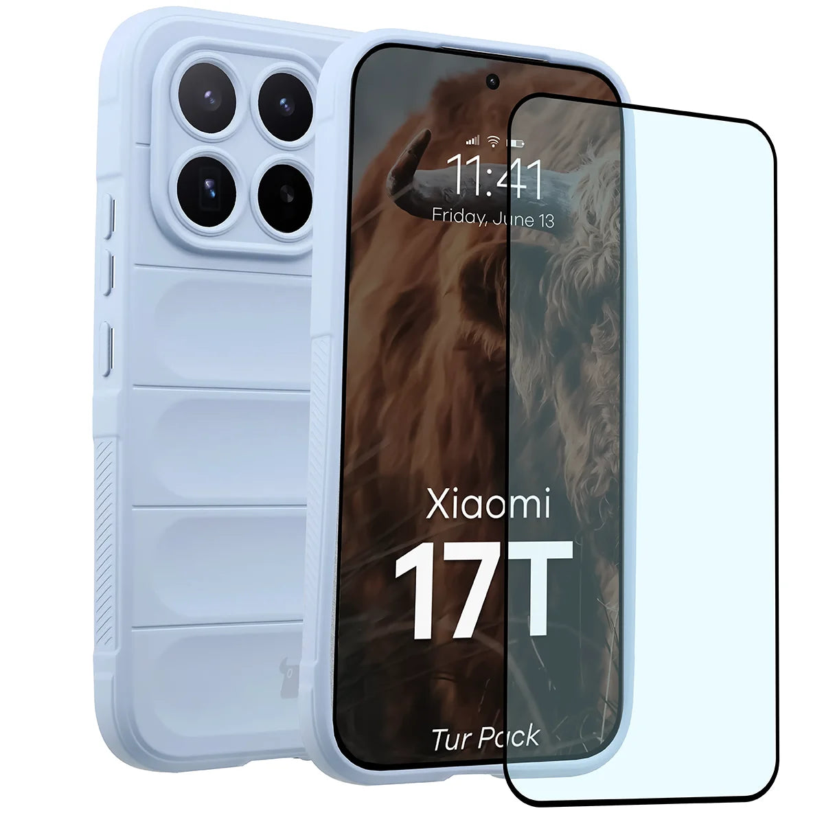 Robuste Handyhülle + gehärtetem Glas für Xiaomi 17T, Bizon Tur Pack, Hellblau (1/10)
