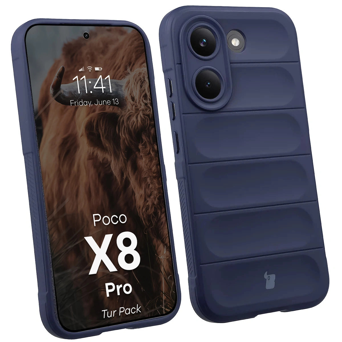 Robuste Handyhülle + gehärtetem Glas für Xiaomi POCO X8 Pro, Bizon Tur Pack, Dunkelblau