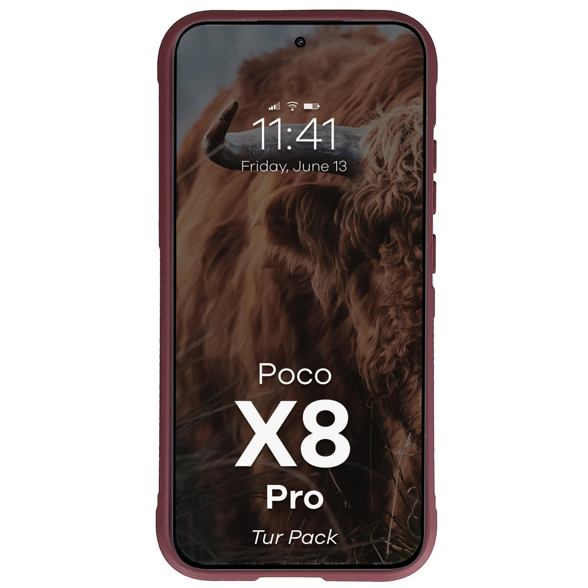 Robuste Handyhülle + gehärtetem Glas für Xiaomi POCO X8 Pro, Bizon Tur Pack, Burgunderrot