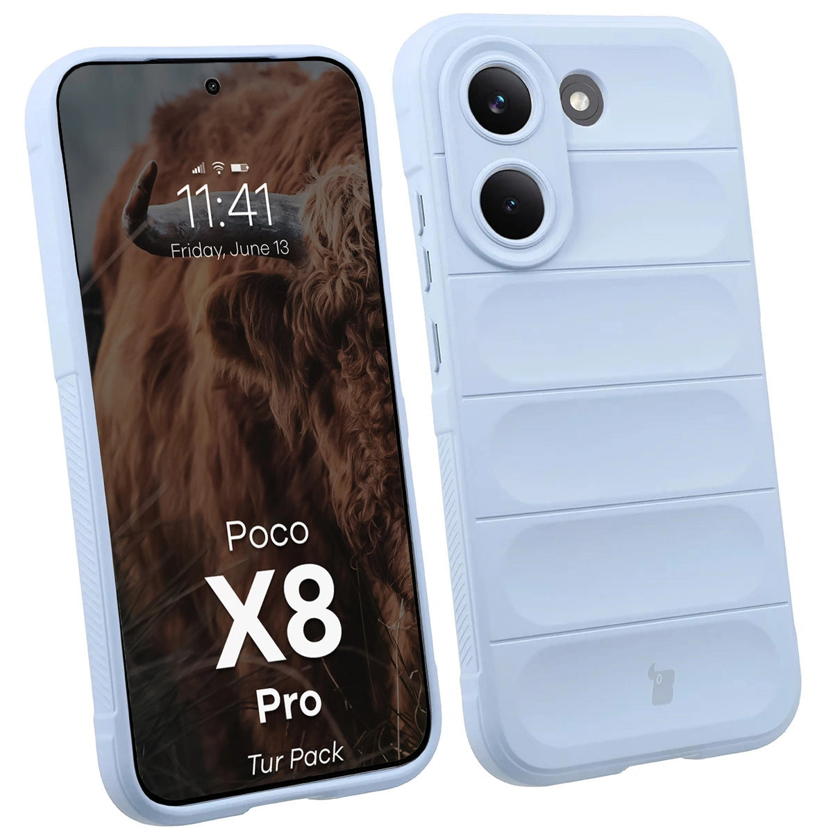 Robuste Handyhülle + gehärtetem Glas für Xiaomi POCO X8 Pro, Bizon Tur Pack, Hellblau