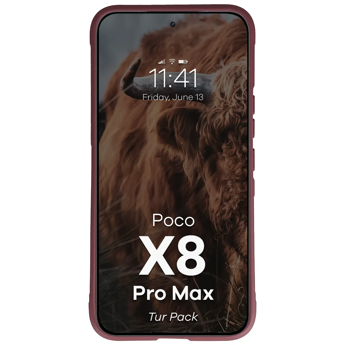 Robuste Handyhülle + gehärtetem Glas für Xiaomi POCO X8 Pro Max, Bizon Tur Pack, Burgunderrot
