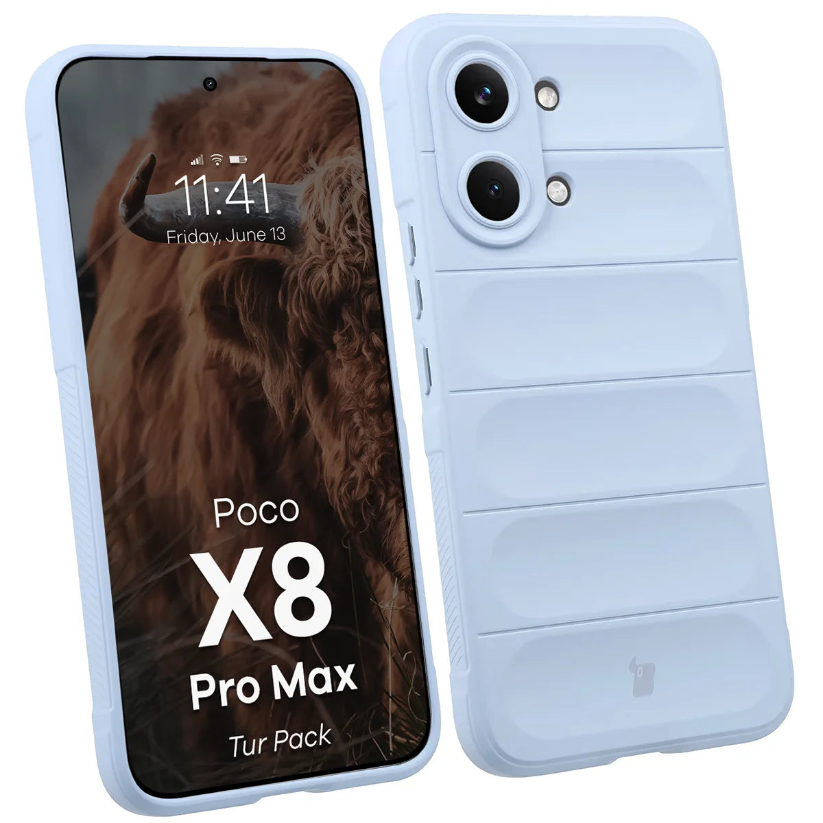 Robuste Handyhülle + gehärtetem Glas für Xiaomi POCO X8 Pro Max, Bizon Tur Pack, Hellblau