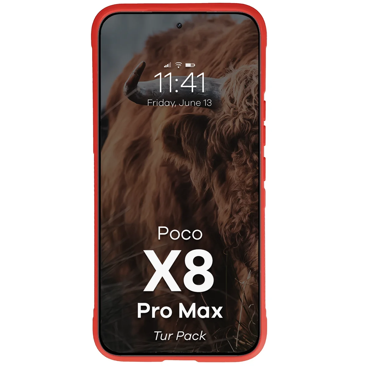 Robuste Handyhülle + gehärtetem Glas für Xiaomi POCO X8 Pro Max, Bizon Tur Pack, Rot