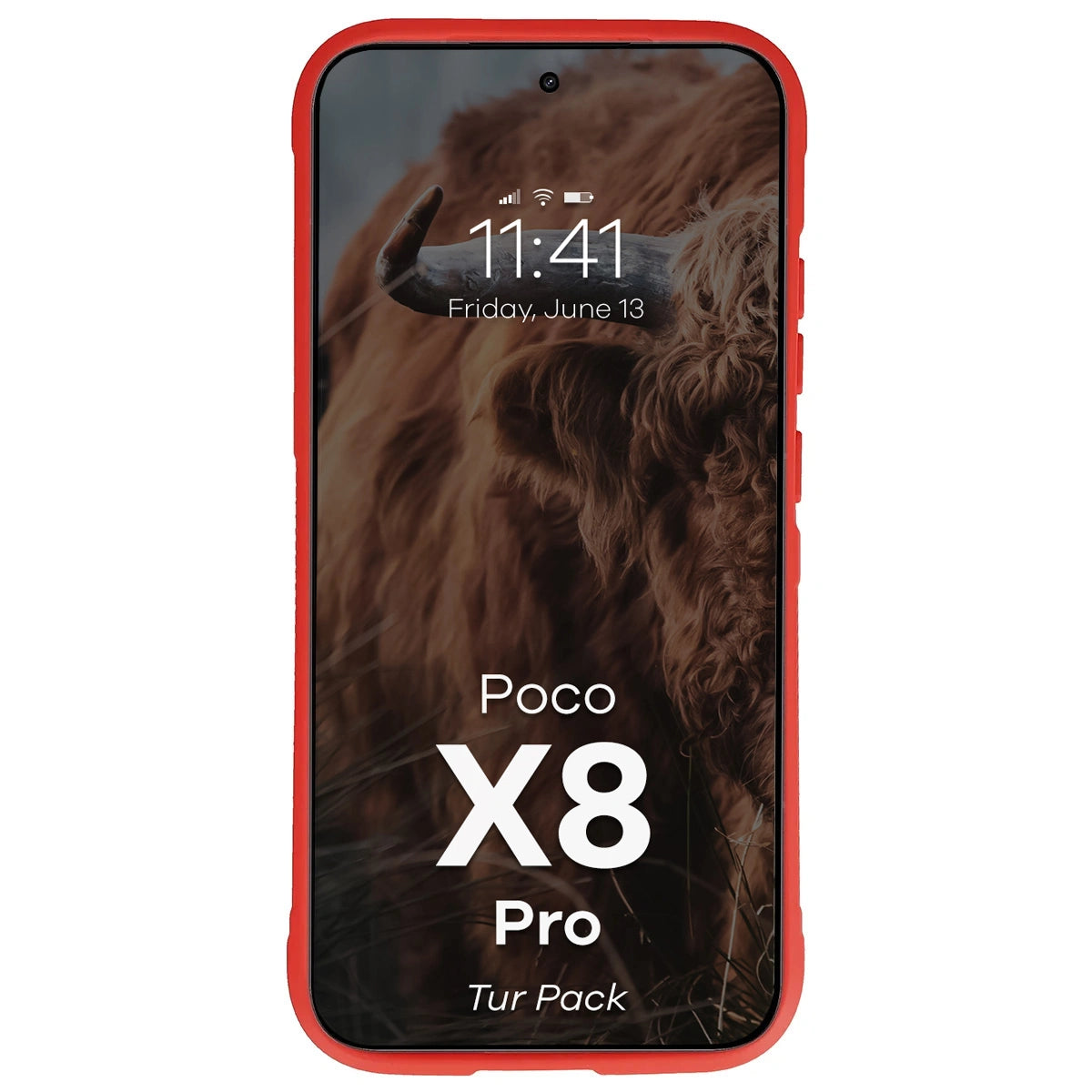 Robuste Handyhülle + gehärtetem Glas für Xiaomi POCO X8 Pro, Bizon Tur Pack, Rot