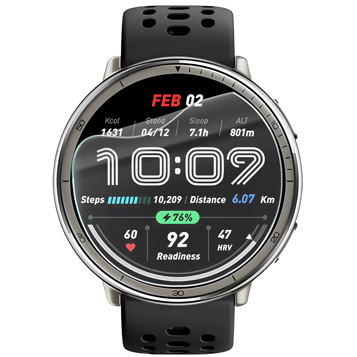 Schutzfolie für den Bildschirm für Amazfit Active 2, Bizon Watch HydroFlex, 3 Stück