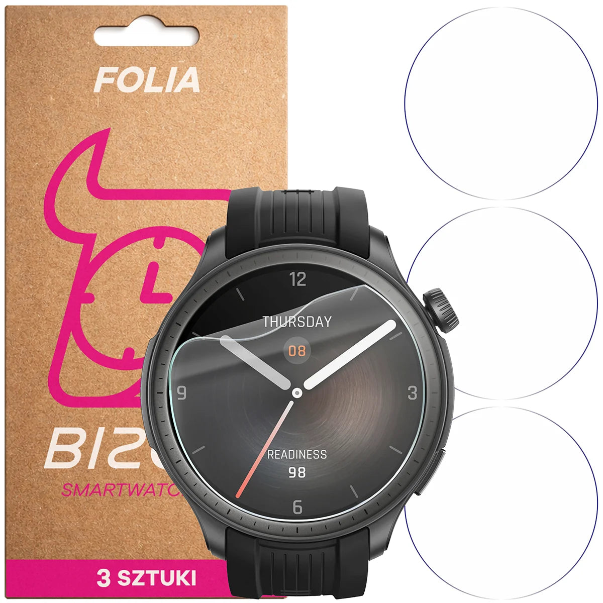 Schutzfolie für den Bildschirm für Amazfit Balance, Bizon Watch HydroFlex, 3 Stück