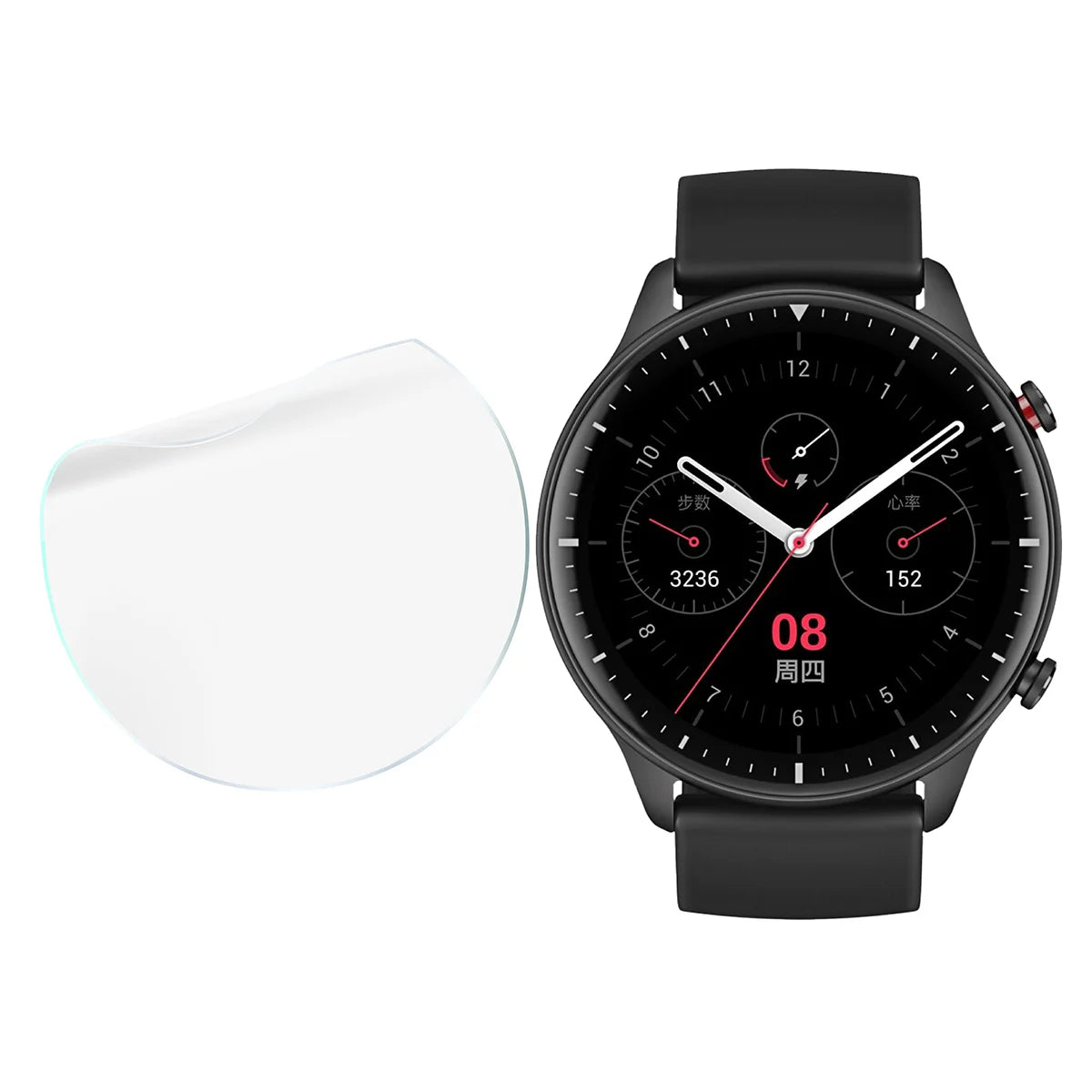 Schutzfolie für den Bildschirm für Amazfit GTR 2, Bizon Watch HydroFlex, 3 Stück (4/5)