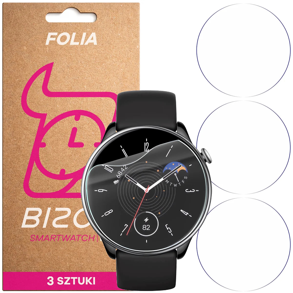 Schutzfolie für den Bildschirm für Amazfit GTR Mini, Bizon Watch HydroFlex, 3 Stück