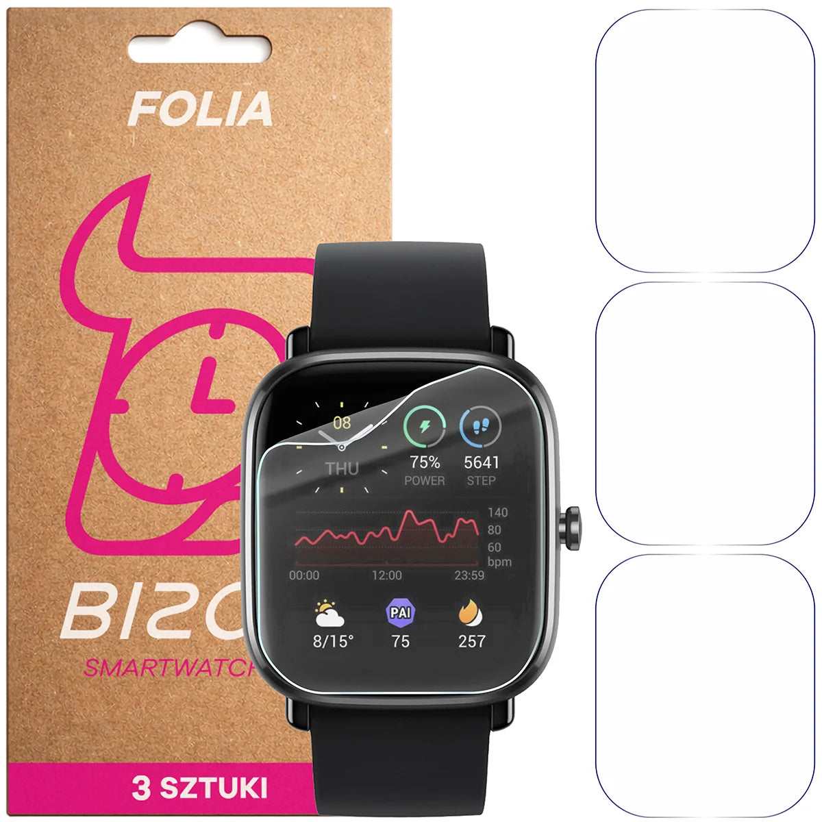 Schutzfolie für den Bildschirm für Amazfit GTS 2 Mini, Bizon Watch HydroFlex, 3 Stück