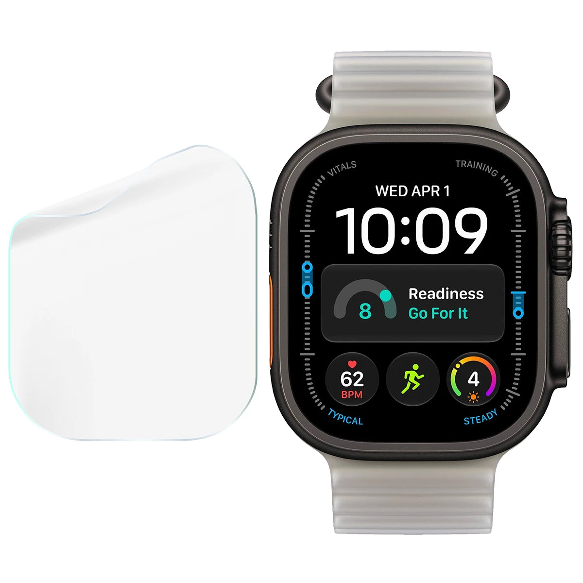Schutzfolie für den Bildschirm für Apple Watch Ultra 4 49mm, Bizon Watch HydroFlex, 3 Stück (4/5)