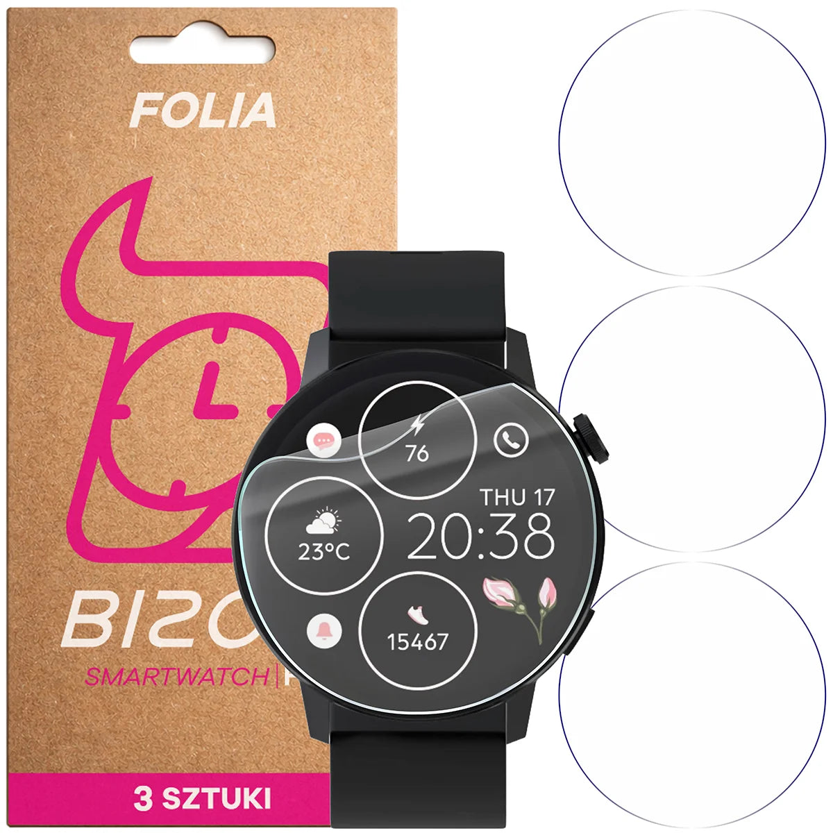 Schutzfolie für den Bildschirm für Forever Forevive 4, Bizon Watch HydroFlex, 3 Stück