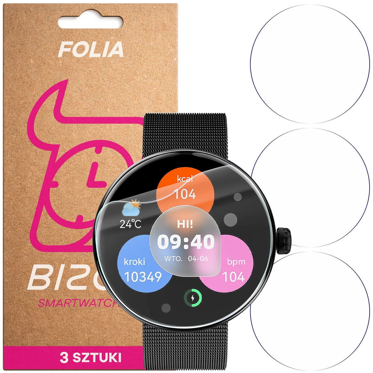 Schutzfolie für den Bildschirm für Forever Forevive 5, Bizon Watch HydroFlex, 3 Stück