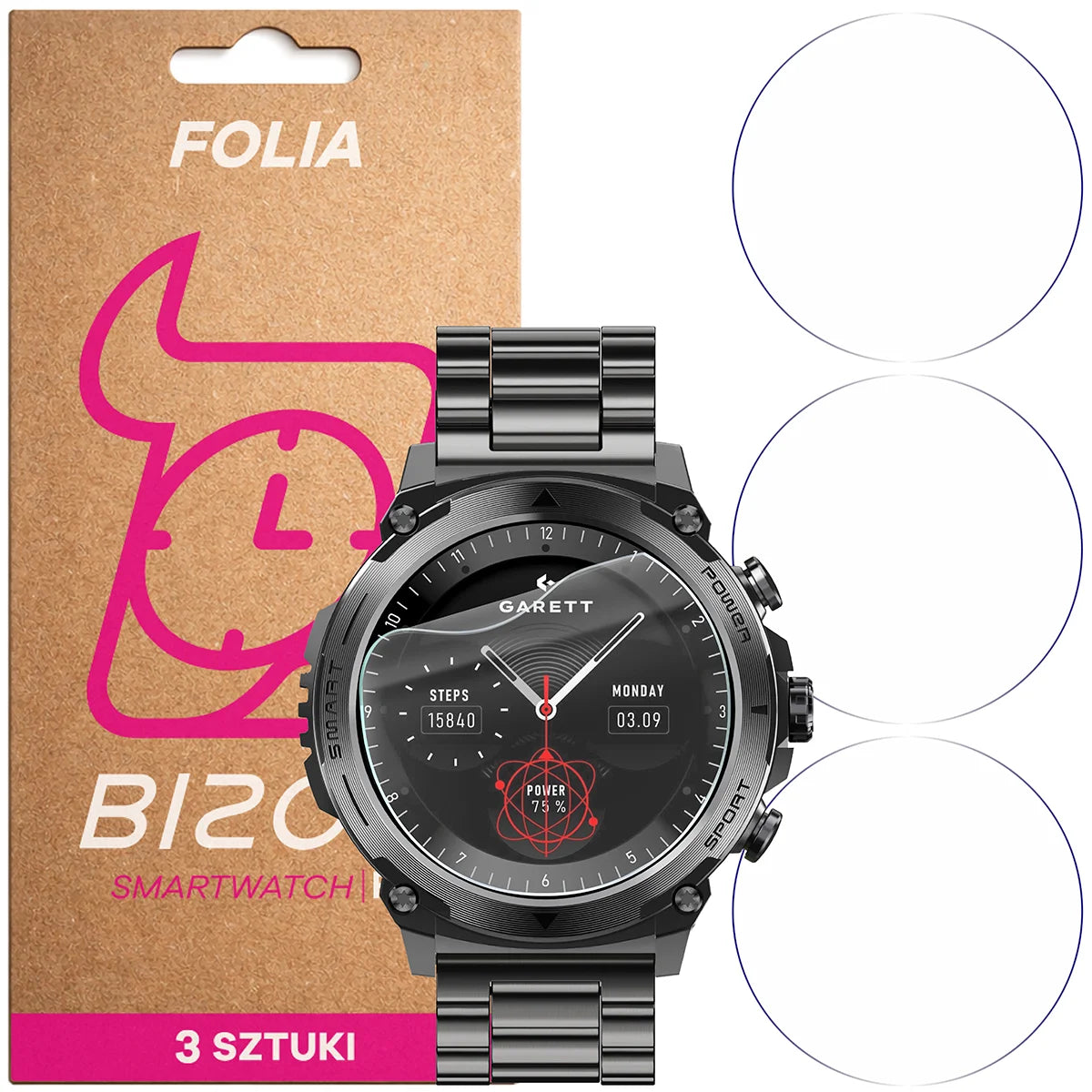 Schutzfolie für den Bildschirm für Garett Atom, Bizon Watch HydroFlex, 3 Stück