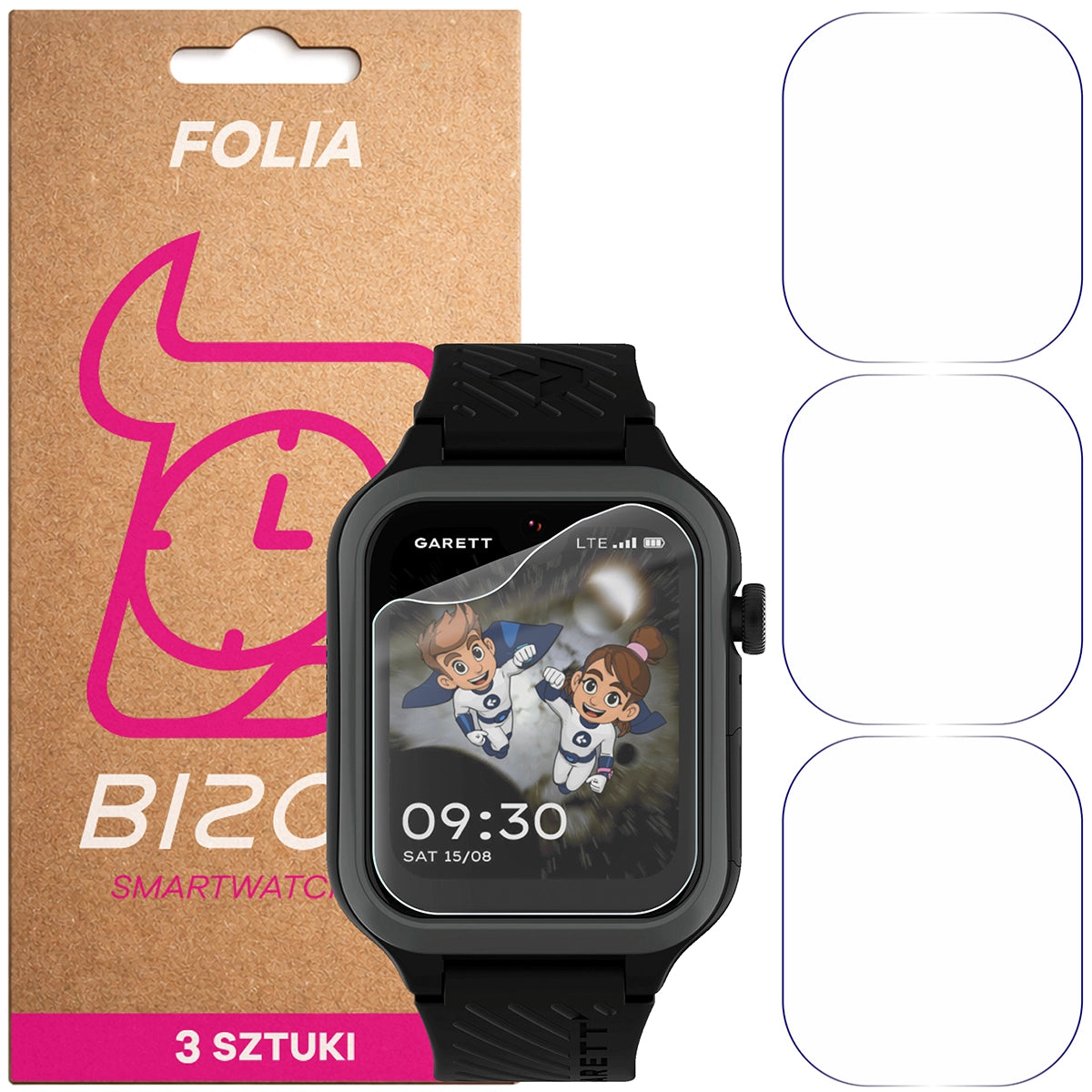 Schutzfolie für den Bildschirm für Garett Kids Essa 2 AI 4G, Bizon Watch HydroFlex, 3 Stück