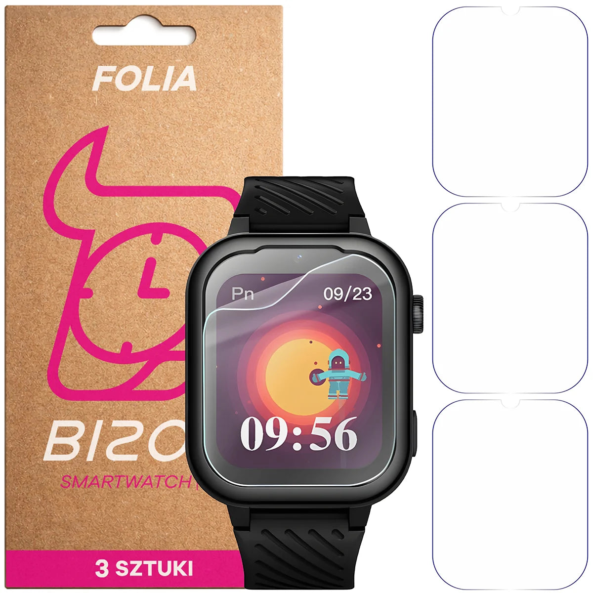 Schutzfolie für den Bildschirm für Garett Kids Essa 4G, Bizon Watch HydroFlex, 3 Stück