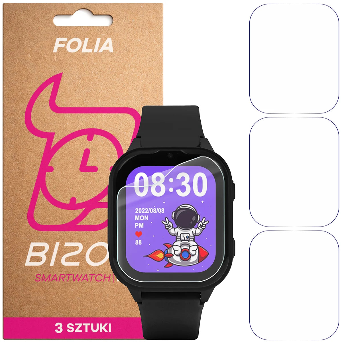 Schutzfolie für den Bildschirm für Garett Kids Sun Ultra 4G, Bizon Watch HydroFlex, 3 Stück