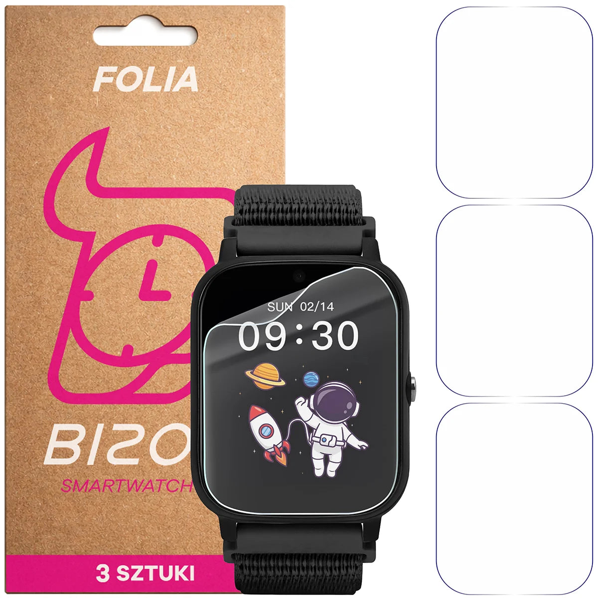 Schutzfolie für den Bildschirm für Garett Kids Tech 4G, Bizon Watch HydroFlex, 3 Stück