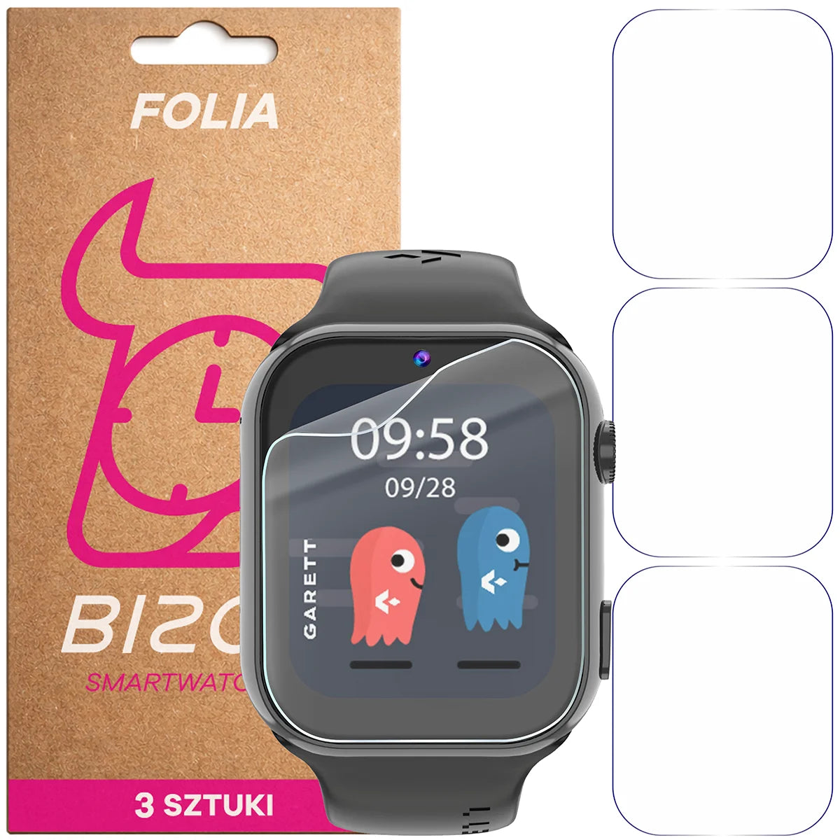 Schutzfolie für den Bildschirm für Garett Kids Twin 2 4G, Bizon Watch HydroFlex, 3 Stück