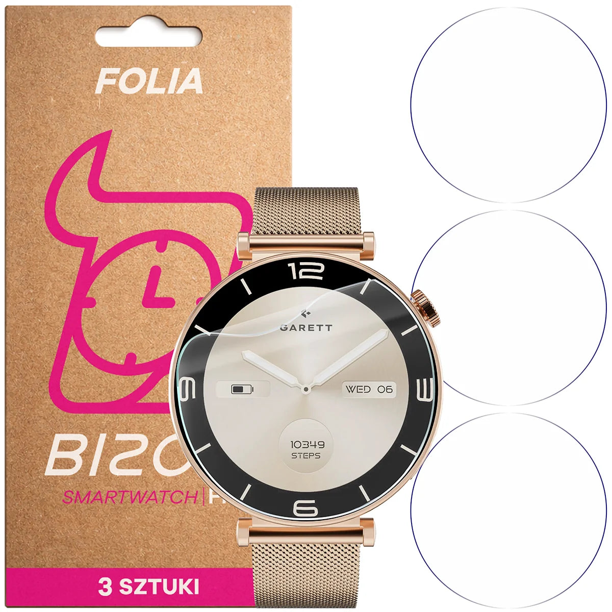 Schutzfolie für den Bildschirm für Garett Rose, Bizon Watch HydroFlex, 3 Stück